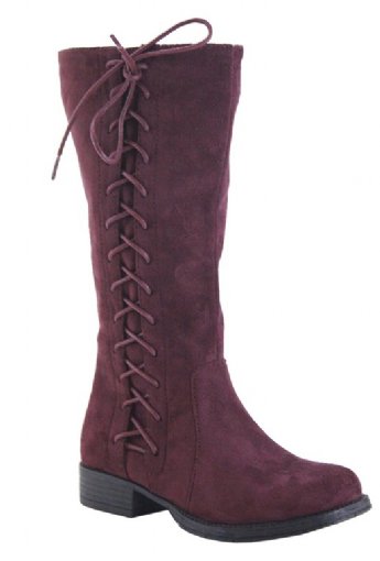 Girls Burgundy Lace Up Suede Boot<br>Now In Stock