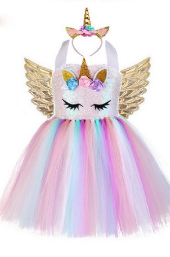 Sequin Unicorn Dress Set Gold Preorder<br>2 to 8 Years