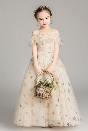Starry Night Blush Long Gown Preorder<br>2 to 14 Years<br> size 4/5 in stock