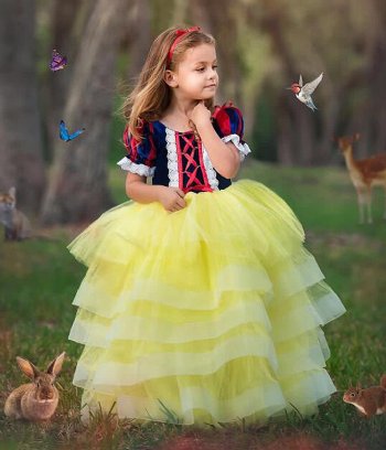 Snow White Tiered Gown Costume Preorder 4 to 12 years
