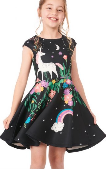Girls Unicorn Garden Skater Dress In Stock<br>4 to 10 Years
