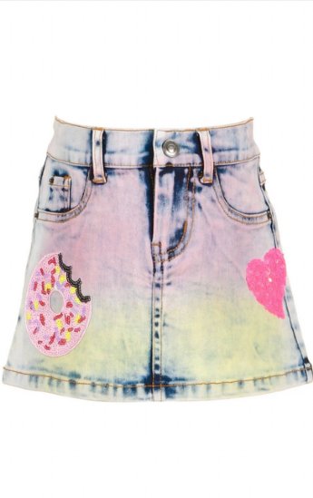 Girls rainbow Denim Sequin Patch Skirt Preorder<br>2 to 6X