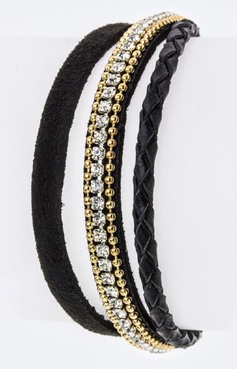 Crystal & Leather Layered Bracelet in stock