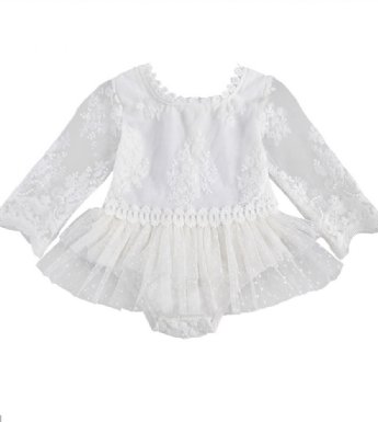 Infant White Lace Long Sleeve Romper Preorder
