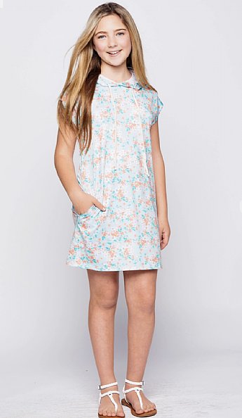 Girls Floral Hoodie Pocket Dress Preorder<br>5 to 14 Years