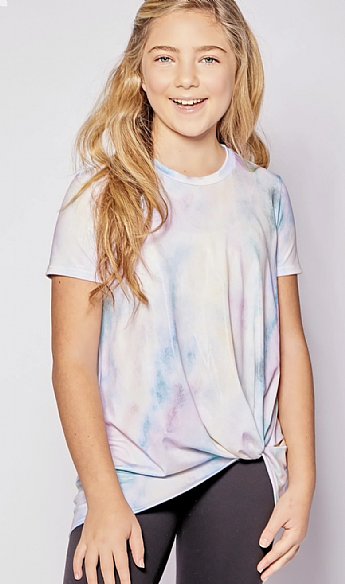 Girls Lavender Pink Tie Dye Knot Top Preorder<br>5 to 14 Years