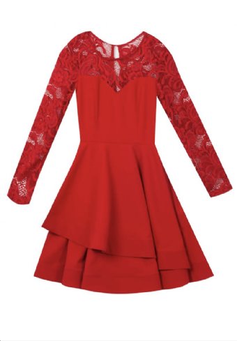 Tween Red Lace Illusion Holiday Dress Preorder<br>7 to 16 Years