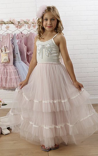 Girls Ribbon and Bows Maxi Gown Preorder<br>4 to 14 Years