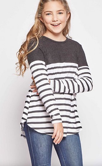 Tween Color Block Stripe Top Preorder<br>5 to 14 Years