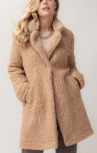 Woman's Cozy Camel Sherpa Coat Preorder