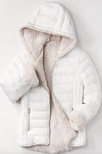 Woman's Fleece Lined Puffer Jacket White<br>Now In Stock