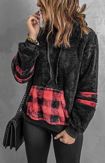 Women's Cozy Soft Holiday Plaid Hoodie Preorder