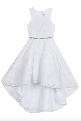 Tween Winter White Glitter Lace High Low Gown<br>7 to 16 Years