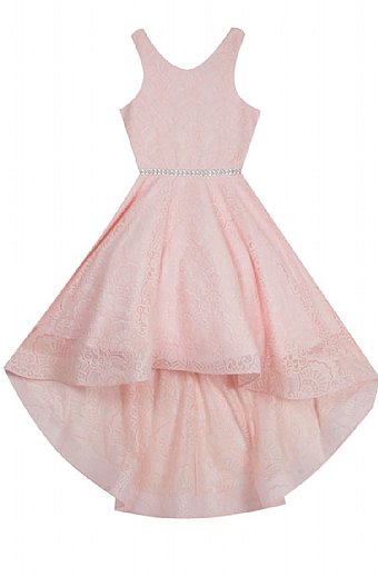 Tween Pink Glitter Lace High Low Dress Preorder<br>7 to 16 Years