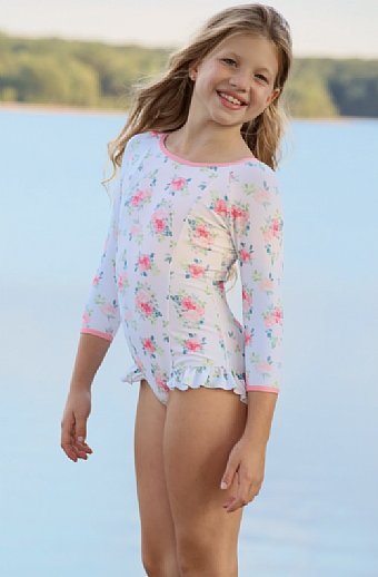 Girls Avon Cottage Ruffled One Piece Swimsuit<br>2 to 12 Years
