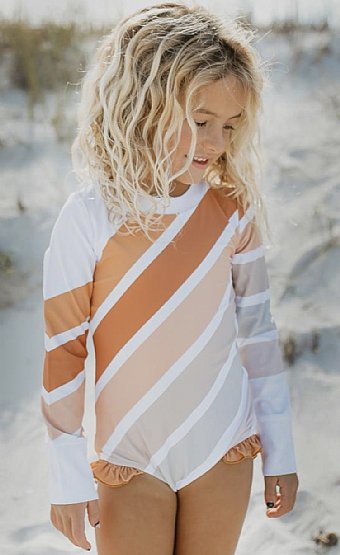 Girls Boho Stripes Long Sleeve Swimsuit<br>18 Months to 14 Years