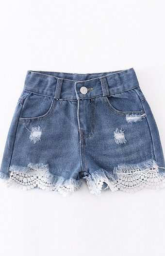 Girls Lacy Denim Short Preorder<br>2 to 8 Years
