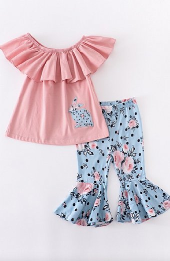Girls Blue Bunny Easter Capri Set Preorder<br> 12 Months to 6 Years