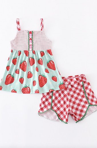 Girls Strawberry Short Set<br>12 Months to 7 Years