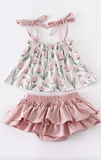 Pink Floral Ruffle Bloomer Set Preorder