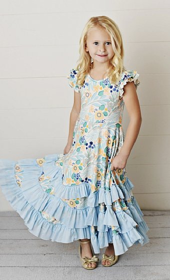 Girls Periwinkle Garden Maxi Dress Preorder<br>3 to 14 Years
