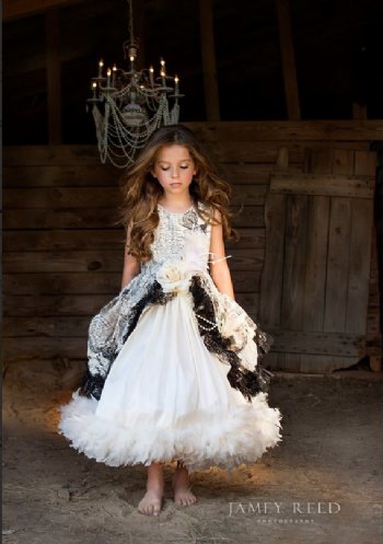 Couture Parisian Feather Gown<BR>5/6 Years ONLY