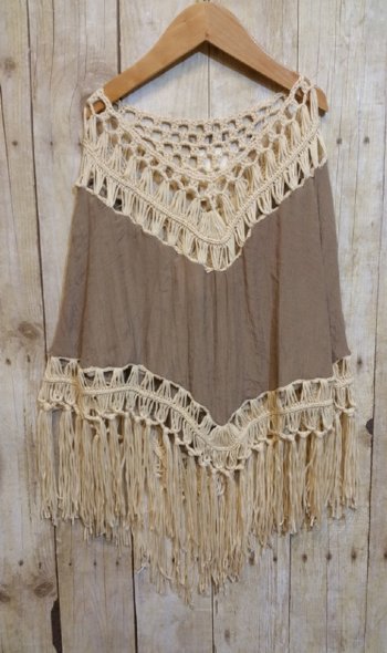 MLK Girls Taupe Crochet Top<BR>Now in Stock
