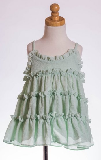 MLK Crinkle Georgette A Lined Tunic in Sage<BR>5 to 14 Years<BR>Now in Stock