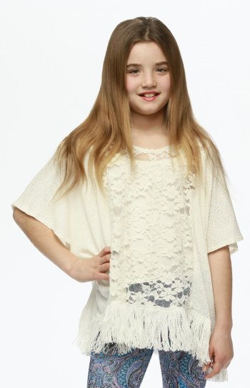 Vintage Luxe Lace & Fringe Top w/ Undertank<BR>7 to 14 Years<BR>Now in Stock