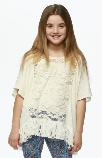 Vintage Luxe Lace & Fringe Top w/ Undertank<BR>7 to 14 Years<BR>Now in Stock
