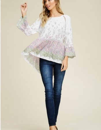 Women's Challis Floral Print Tunic Top<BR>Now in Stock