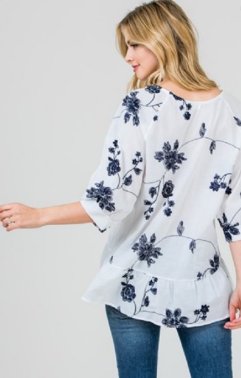 Women's Embroidered Floral Top<BR>Now in Stock