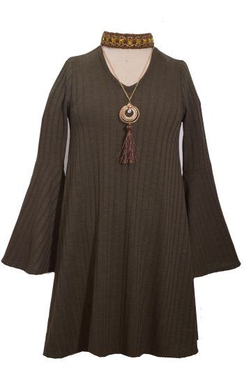 Tween V-Neck Choker Dress w/ Necklace<BR>Now in Stock