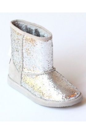 Silver Glitter Furry Boots<BR>Size 7 to Youth 4<BR>Now in Stock