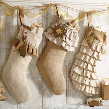 Burlap Christmas Stocking<BR>Now in Stock