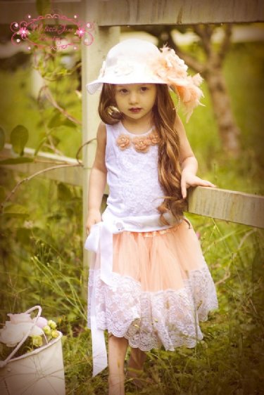 Couture Peaches and Cream Top & Skirt Set <br>Matching Hat Available Too!<br>12 Months to 6 Years