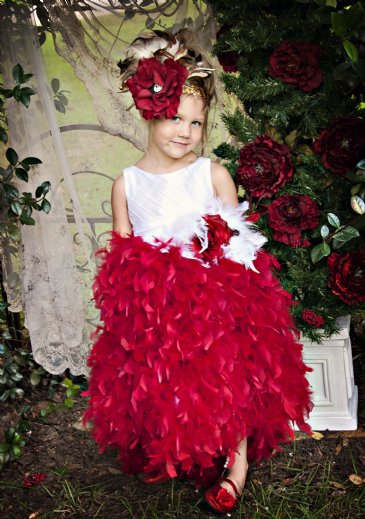 Couture Holiday Feather Gown Preorder<br>12 Months to 10 Years<br>Stunning for Portraits!