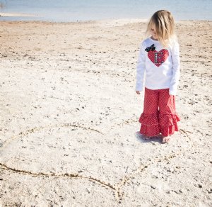 Girls Valentine Outfit<br>Personalized Heart Shirt & Double Ruffle Pant