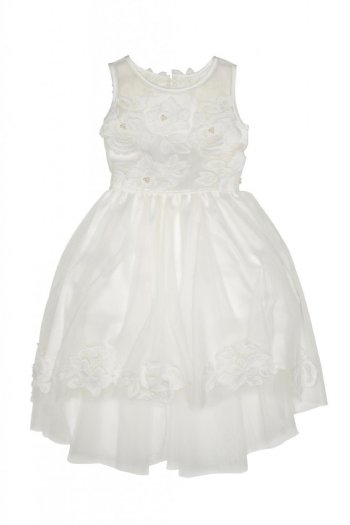White Rose & Pearl High Low Gown<BR>4 & 10 Years ONLY
