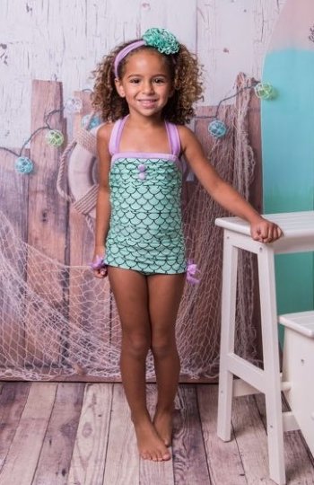 Little Mermaid Retro Ruched Swimsuit<BR>2 to 3 Years ONLY