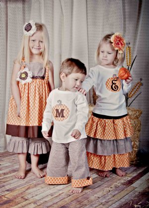 Orange Dot Knot Dress<br>Matching Pant and Hair bow also Available