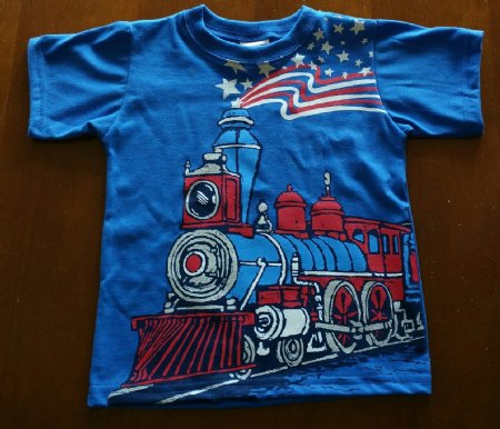 Boys 4th of July Train Tee<BR>size 6 Years only 3 left!
