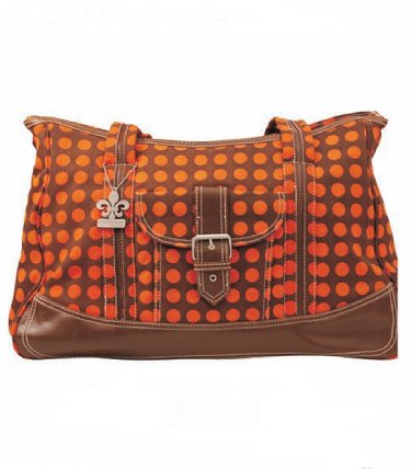Orange and Brown Dot Weekender Diaper Bag