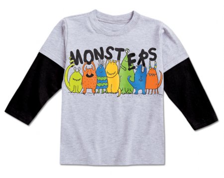 Boys Grey Monsters Shirt<BR>12 Months to 4 Years ONLY