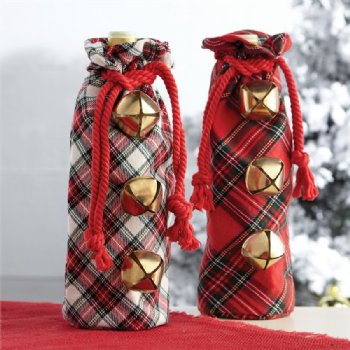 Jingle Bell Tartan Wine Bags<BR>Now in Stock