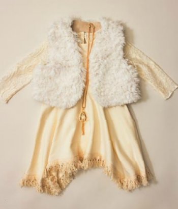 Peaches 'n Cream Dress w/ Fur Vest<BR>4 Years ONLY