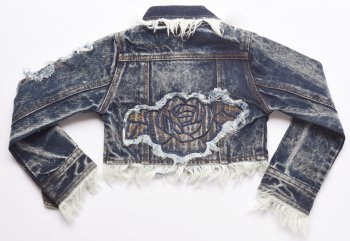 Ooh La La Couture Denim Frayed Floral Patches Jacket<BR>Now in Stock<br>5 to 8 Years