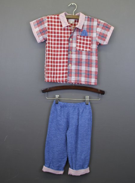 Boys Red Plaid Pant Set<BR>12 Months to 4T<BR>Now in Stock