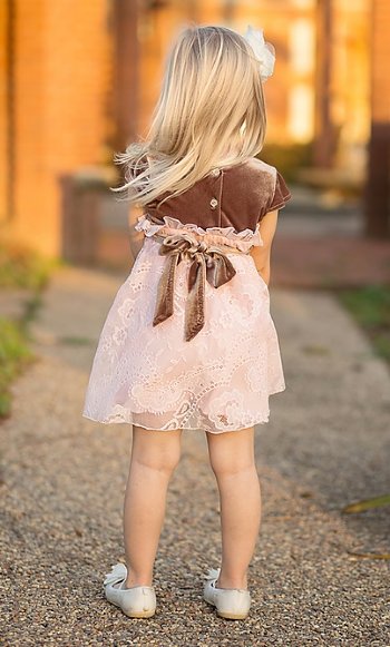 Lacey Lovely Velvet Dress<BR>4T & 5 Years ONLY