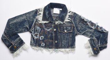 Ooh La La Couture Denim Frayed Floral Patches Jacket<BR>Now in Stock<br>5 to 8 Years